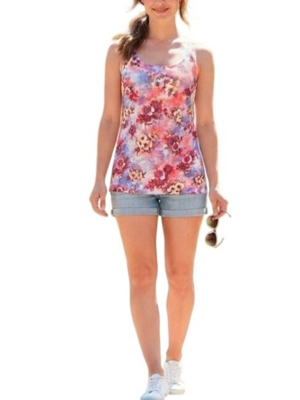 Lululu Brand Women's Floral Scoop Neck Tank Top NWT